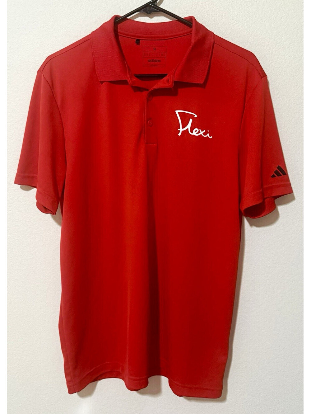 Adidas Men’s “Flexi” Red Short Sleeve Polo Shirt | Collared Button Logo | Size M